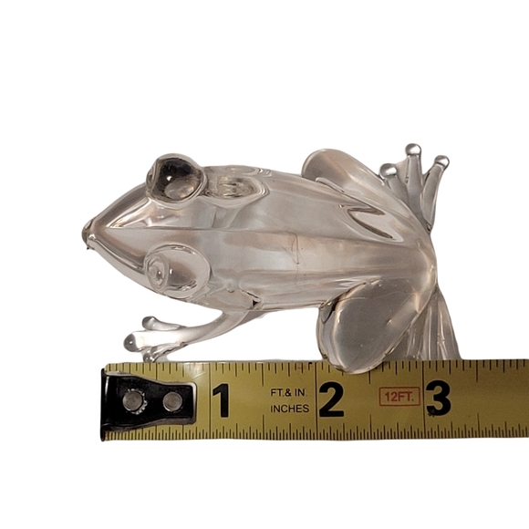 Clear Glass HAND BLOWN FROG Figurine Paperweight - Picture 5 of 8